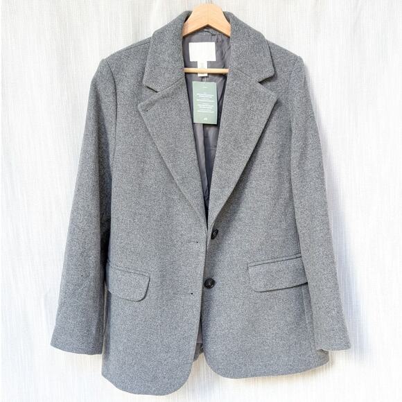 NWT H&M HM Wool Blend Single-Breasted Blazer Jacket in Dark Grey, size M - Picture 1 of 10
